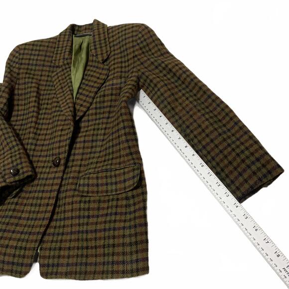 Vintage 80s Anne Klein II Women's Size 8 Petite Plaid Wool Blend Blazer - Picture 10 of 15